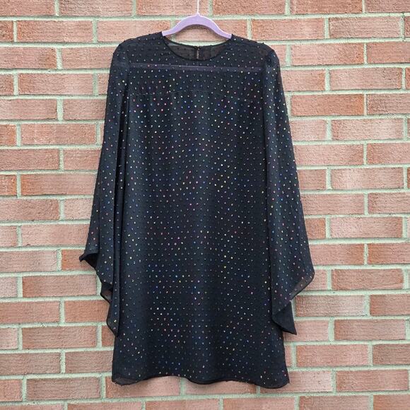 Trina Turk Winterluxe Tess 2 Metallic Multicolor Polka Dot Shift Dress Medium - Picture 3 of 8